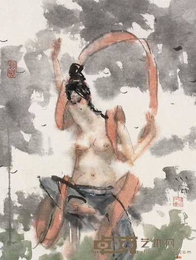 傅小石 裸女 镜心 45×34cm